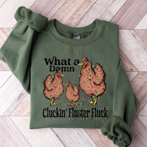 Chicken Christmas Lights Sweatshirt, Crazy Chickens Shirt, Christmas Chicken Crewneck Sweater, Chickens Lights Tee, Christmas Farmer Shirt