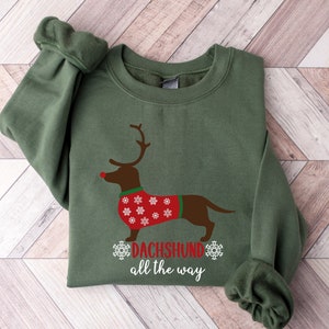 Dachshund Merry Christmas Sweatshirt, Christmas Dog Sweater, Dachshund Crewneck, Dog Lover Gift Fall T-Shirt, Dog Mom Pullover