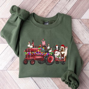 Farm Animals Christmas Sweatshirt, Christmas Farm Animals Truck Shirt, Christmas Animals Sweater, Country Christmas T-Shirt
