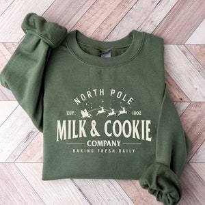 North Pole Milk and Cookie Co Sweatshirt, Christmas Sweater, Gingerbread Christmas Sweatshirt, Christmas Cookie Shirt