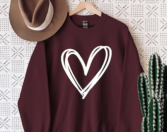 Hand Drawn Heart Sweatshirt, Womens Day Sweatshirt, Heart Sweatshirt, Women's Sweatshirt, Love Sweatshirt, Fall Sweatshirt