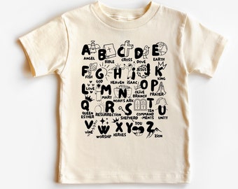 Biblical Alphabet T-shirt, Christian Toddler Shirts, Religious Kids Shirt, Bible Verse Baby Bodysuit, Biblical Toddler Tee