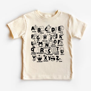 Biblical Alphabet T-shirt, Christian Toddler Shirts, Religious Kids Shirt, Bible Verse Baby Bodysuit, Biblical Toddler Tee