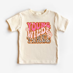 Young Wild & Three Kids Shirt, 3rd Birthday Toddler T-Shirt, Girls three 3rd birthday gift, Third Birthday Tee For Toddler Girl