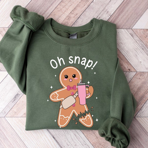 Oh Snap Gingerbread Sweater, Christmas Crewneck, Holiday Gifts, Christmas Baking Sweat, Sparkly Christmas Sweatshirt
