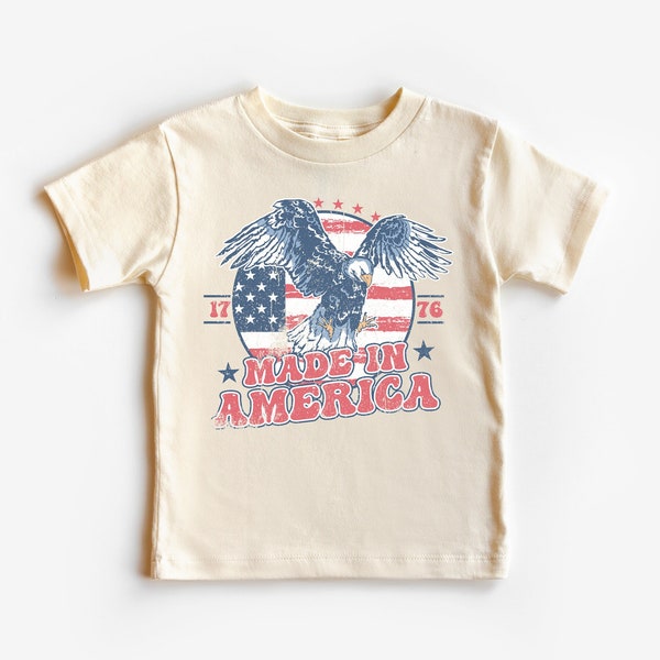 Made In America Toddler T-shirt , 4th of July Kids Tee, Retro Natural Infant, Memorial Day T-Shirt, Patriotic Toddler Tee