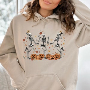 Halloween Hoodies, Skelett tanzen Sweatshirt, Herbst Sweatshirt, gruselige Saison Pumking Shirt