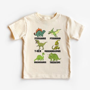 Types of Dinosaurs Kids Retro Shirt, Dino Toddler Shirt, Dinosaur Lover T-Shirt, Natural Toddler T-Shirts