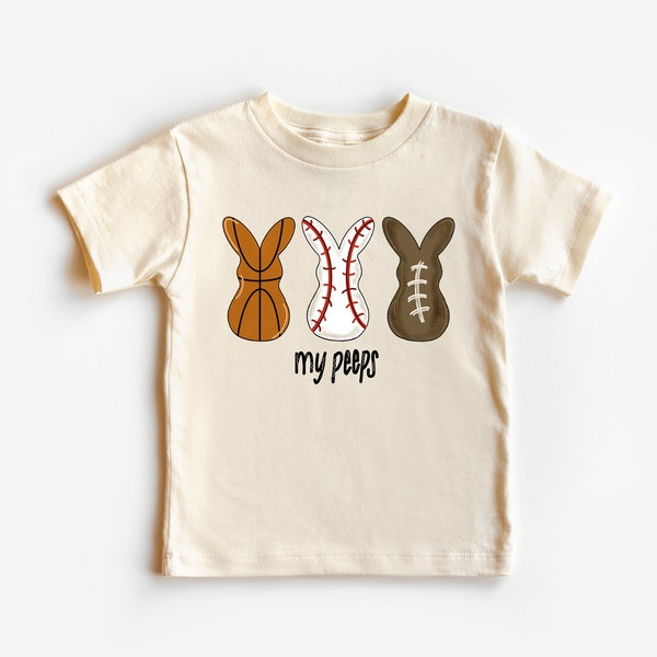 Easter Sport Bunny Shirt, Easter Sport Peeps Kids Tees Football Bunny Peep Natural Infant, Toddler & Youth Peeps T-Shirt