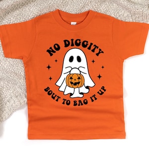 No Diggity Bout To Bag It Up Shirt, Halloween Toddler T-Shirt, Cute Ghost T-Shirt, Pumpkin Season Kids Tees, Trick Or Treat Shirt