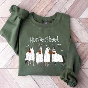 Horse Sheet Sweatshirt, Halloween Ghost Horses Shirt, Horse Lover Fall Gift, Spooky Horse Halloween Gifts, Western Halloween Shirt