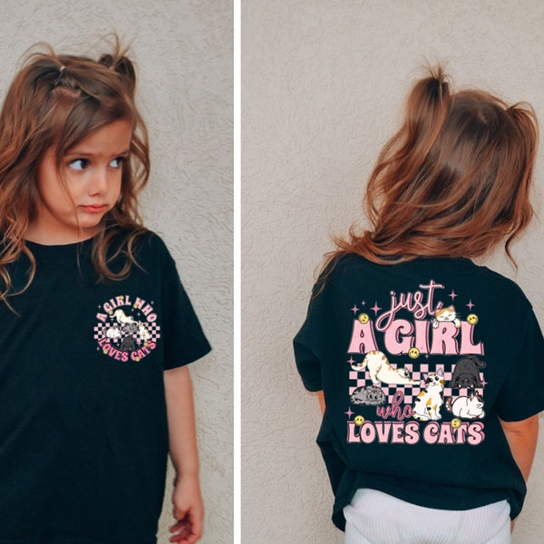 Just A Girl Who Loves Cats Toddler Shirt, Gift For Cat Girl, Cat Graphic Kids T-Shirt, Cat Lover Baby Clothing, Cat Girl Youth Shirt