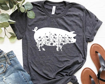 Wildflower Pig Shirt, Country Shirt, Farmer Gifts, Farm Girl Tshirt, Farmer Life, Farmer Wife, Cute Pig Lover