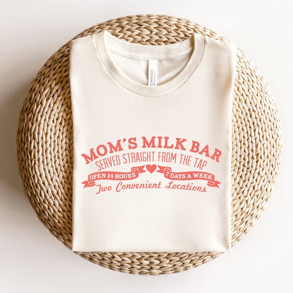 Breastfeeding Mama Shirt, Mom's Milk Bar T-Shirt, Nursing Tee, Retro Style Mommy Shirt, Gift For New Mama