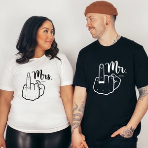 Personalized Mr and Mrs, Custom Wifey Shirt, Hubby Shirt, Bride and Groom Est, Wife And Husband Shirts, Mrs Custom Last Name Shirt