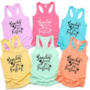 Beaches Booze and Besties Shirt, Beach Vacation Racerback Tank, Beaches Shirt, Summer Tank Top, Girls Weekend Girls Trip Shirt, Bff Shirts