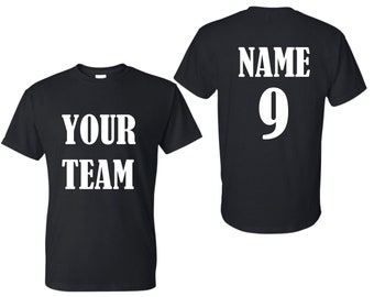 Custom Sports Shirt, Custom Running Shirt, Front Back Name and Number, Your Team Your Name and Number, Personalized Sports Shirt Family