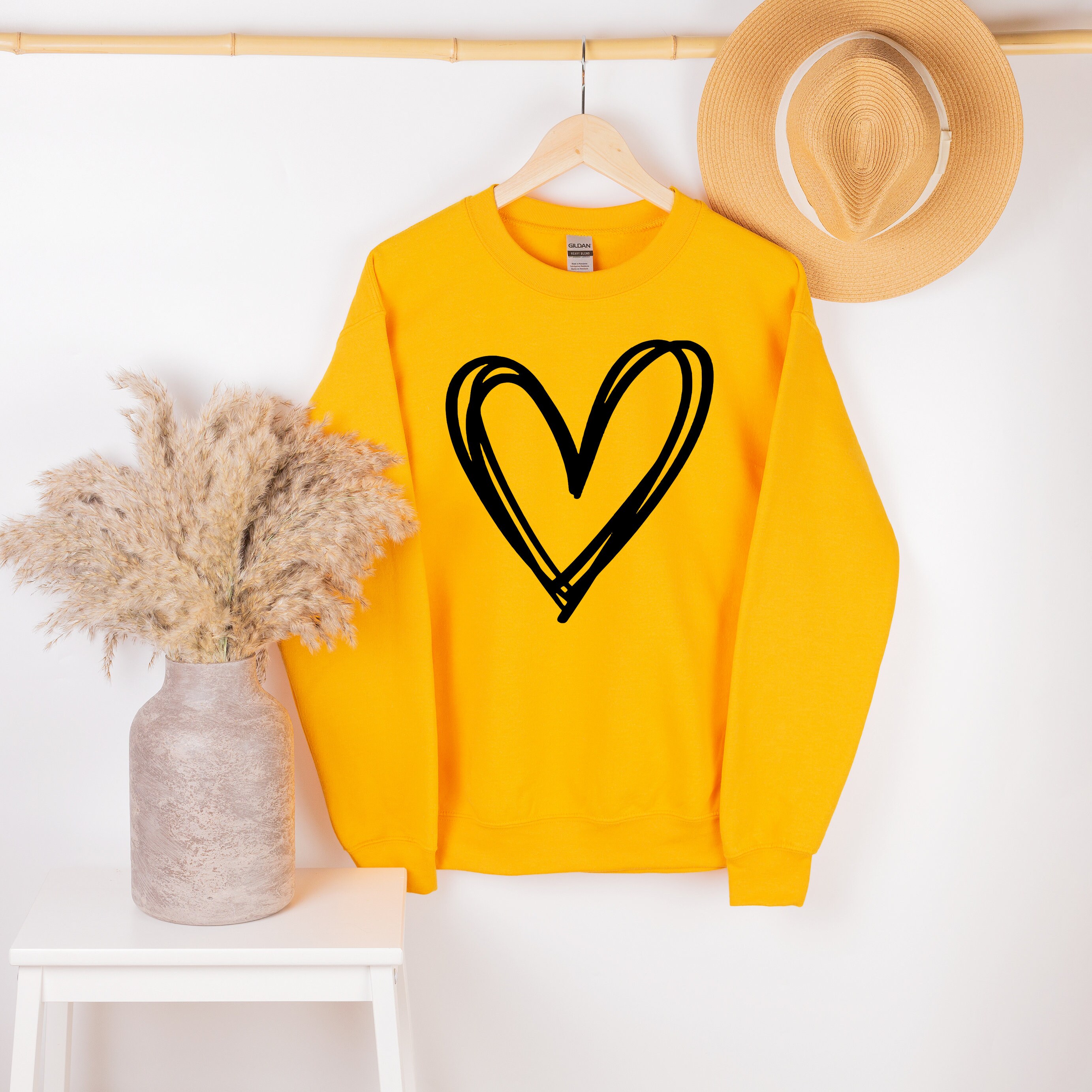 Hand Drawn Heart Sweatshirt Womens Day Sweatshirt Heart Etsy