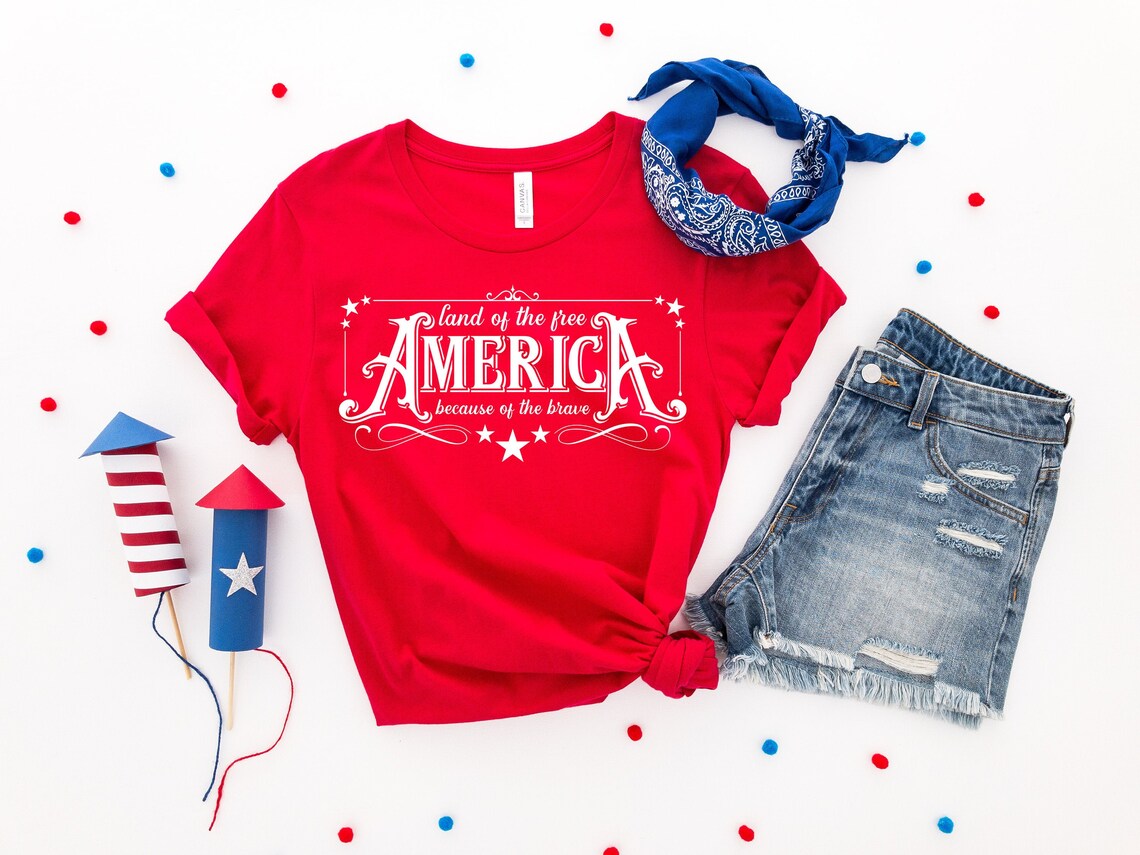 America the Land of the Free Because of the Brave Shirt - Etsy