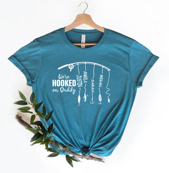 Personalized Fishing Shirt, Hooked on Daddy Tee, Fishing Dad Shirt, Fathers  Day Gift, Gift for Fisher Dad, Gift for Husband, Summer Shirt 