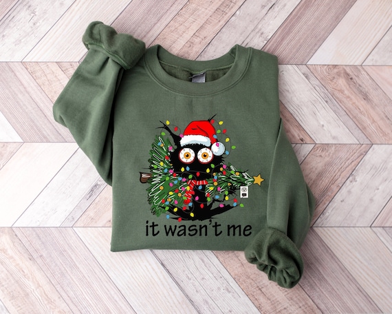 Cat Lover Christmas Tree With Santa Hat And Black Cat Gift T-Shirt Cat Lover Christmas Tree With Santa Hat And Black Cat Gift T-Shirt