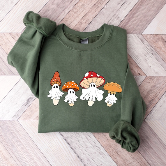 Magic Mushroom Sweatshirt, Ghost Mushroom Shirt, Spooky Season T-Shirt, Halloween gift Shirt, Funny Fall T-shirt