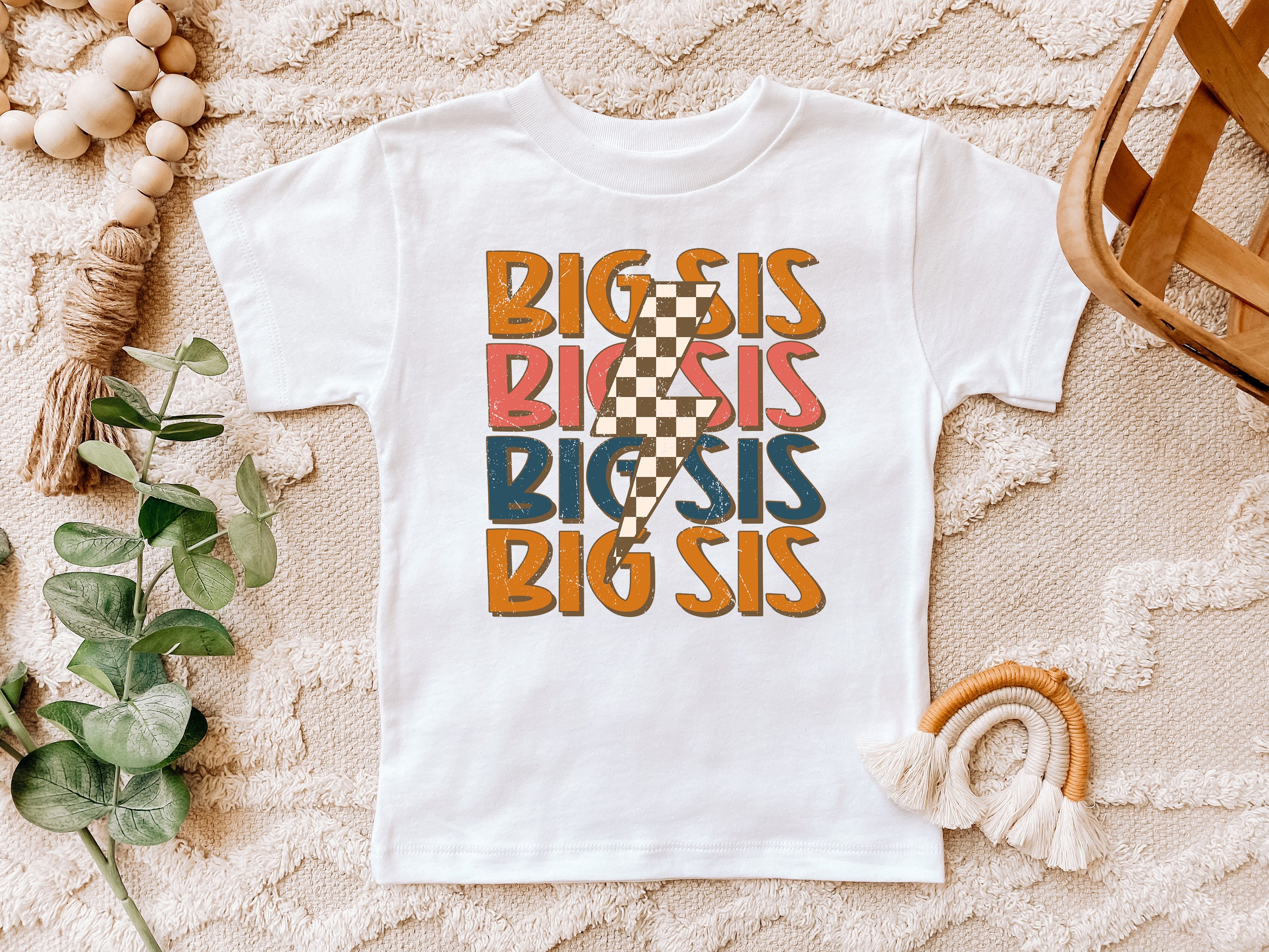 Discover Retro Big Sister Shirt, Groovy Big Sis Tee, Vintage Sister Gift Tee, Big Sister Toddler Shirt, Best Sibling Tee