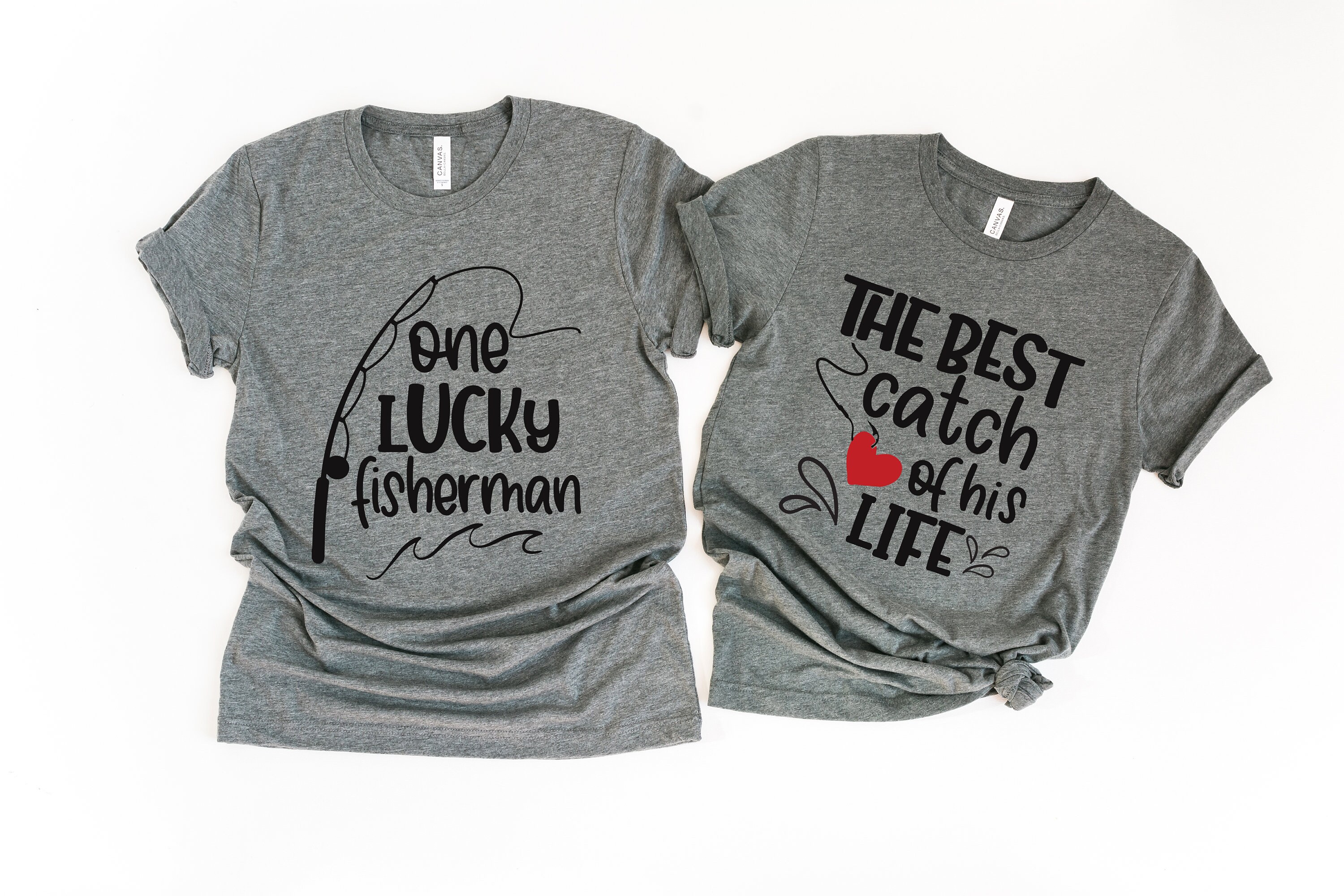 One Lucky Fisherman Shirt, Best Catch of His Life Shirt, Honeymoon Shirt, Wedding Shirt, Couples Tee, Couples Matching T-Shirt