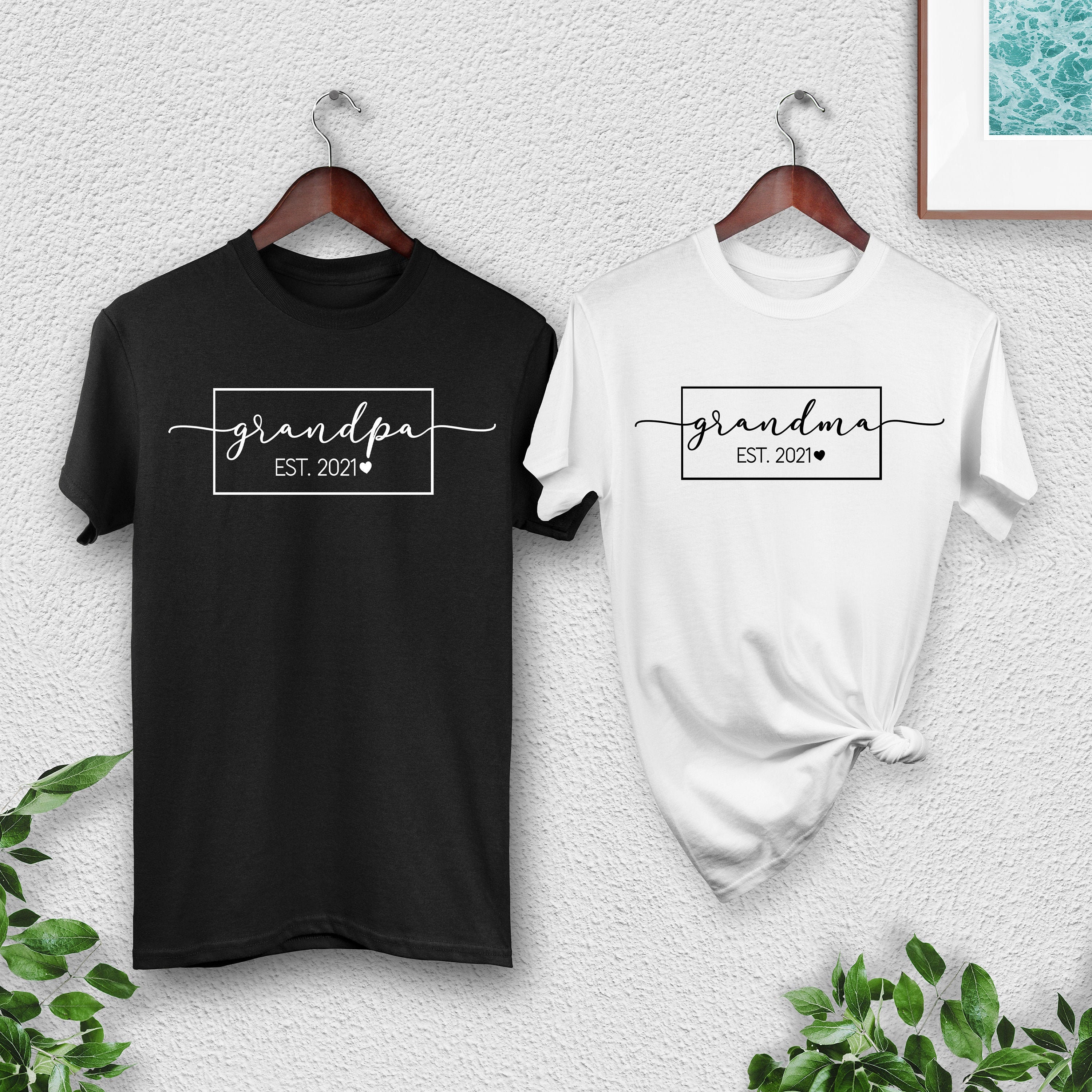 Camisas para abuelo y abuela Est.2021 camisetas personalizadas para abuelo y abuela camisas promocionadas a abuelos anuncio de bebe regalo familiar Etsy Espana