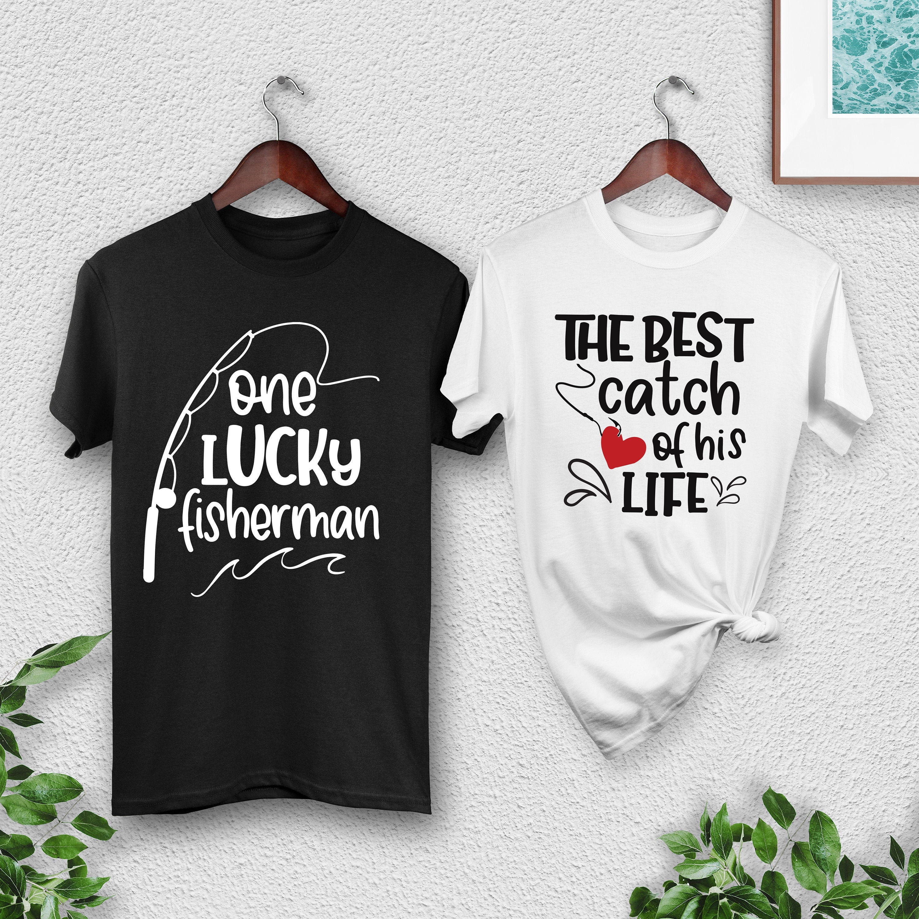 One Lucky Fisherman Shirt, Best Catch of His Life Shirt, Honeymoon Shirt, Wedding Shirt, Couples Tee, Couples Matching T-Shirt
