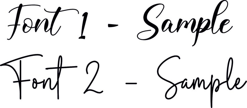 K&ouml;nnte beinhalten: Zwei verschiedene Schriftstile werden mit dem Wort "Sample" in jedem Stil gezeigt. Die erste Schriftart ist ein traditionellerer Kursivschrift, w&auml;hrend die zweite Schriftart ein modernerer Kursivschrift ist.