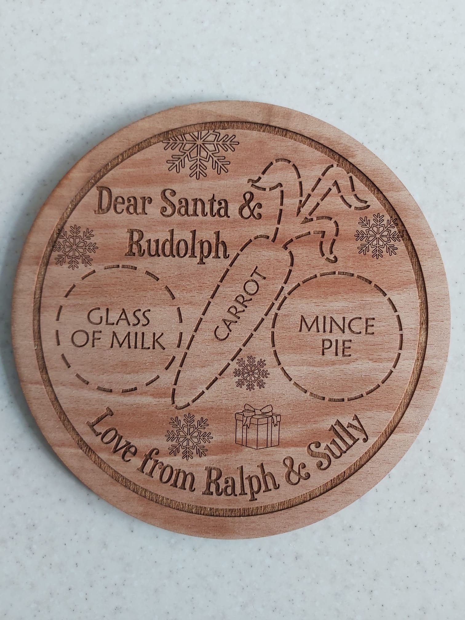 Personalised Santa Treat Board Plate Mince Pie Milk Carrot
