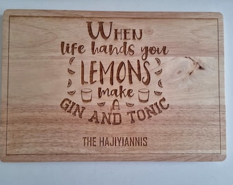 Gin & Tonic Board - For Her - For Him - Gift - House Warming - Birthdays - Anniversaries - Christmas