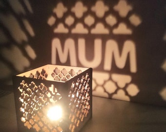 Personalised Mothers Day Wooden Lantern | Rustic Tea Light Holder | Candle Holder | Home Decor | Personalised Lighting | For Mum