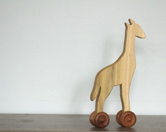 Wooden Giraffe on Wheels