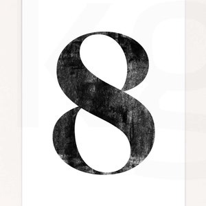 Number Print. 8. EIGHT. Modern Typography. Minimalist Wall Decor. High Resolution Poster. Digital Download