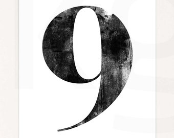 Number Print. 9. NINE. Modern Typography. Minimalist Wall Decor Number Print. 9. NINE. Modern Typography. Minimalist Wall Decor