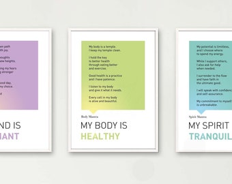 Affirmation Mantra Print Set: Body, Mind & Spirit (Digital Download)