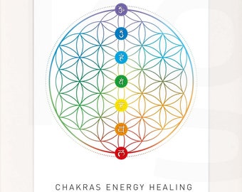 Chakra Flower of Life Print: Yoga Meditation Wall Art (Digital Download)