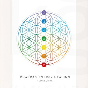 Chakra Flower of Life Print: Yoga Meditation Wall Art (Digital Download)