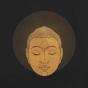 Buddha Head Print. Vintage Buddha Painting. Meditation Poster. . High Resolution. Digital Download