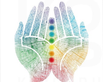 Chakra Print. Receiving Blessing Hands. Yoga Meditation. Wall Decor. High Resolution. Digital Download