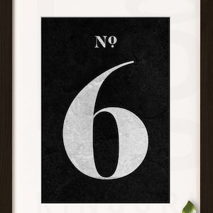 Number Print. 6. SIX. Modern Typography. Minimalist Wall Decor. High Resolution Poster. Digital Download