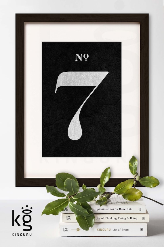 Number Print. 7. SEVEN. Modern Typography. Minimalist Wall Decor
