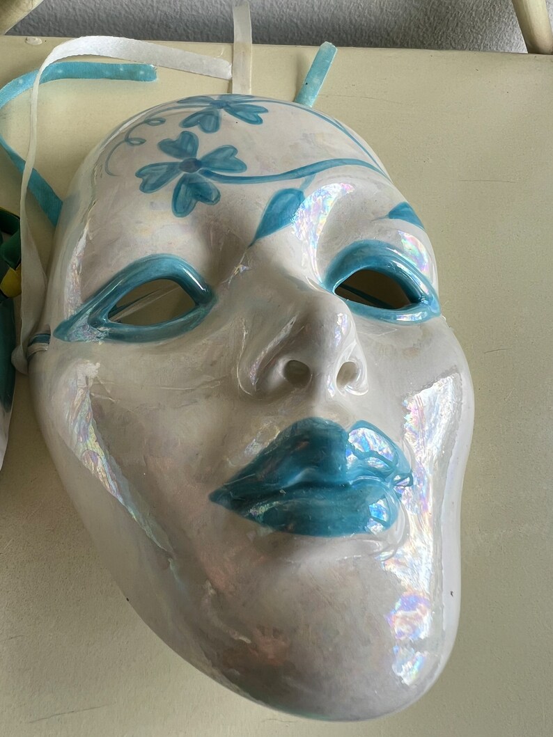 Vintage Ceramic Face Mask. Fancy Party Wall Decor. 80s Wall Decoration ...