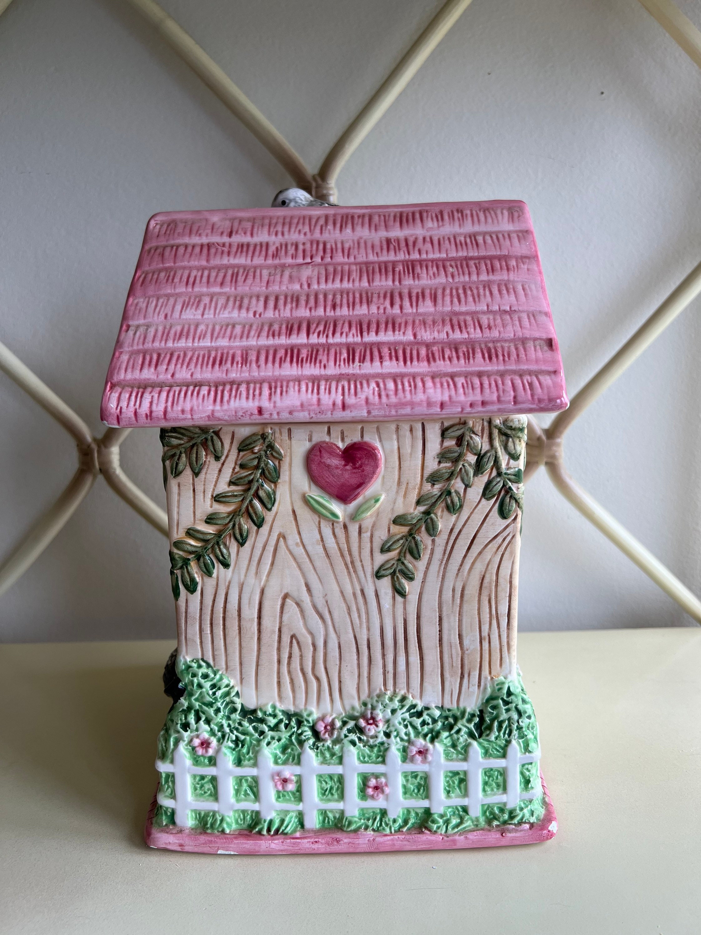 Vintage Ceramic Cookie Jar Bird House Cookie Jar Large Etsy