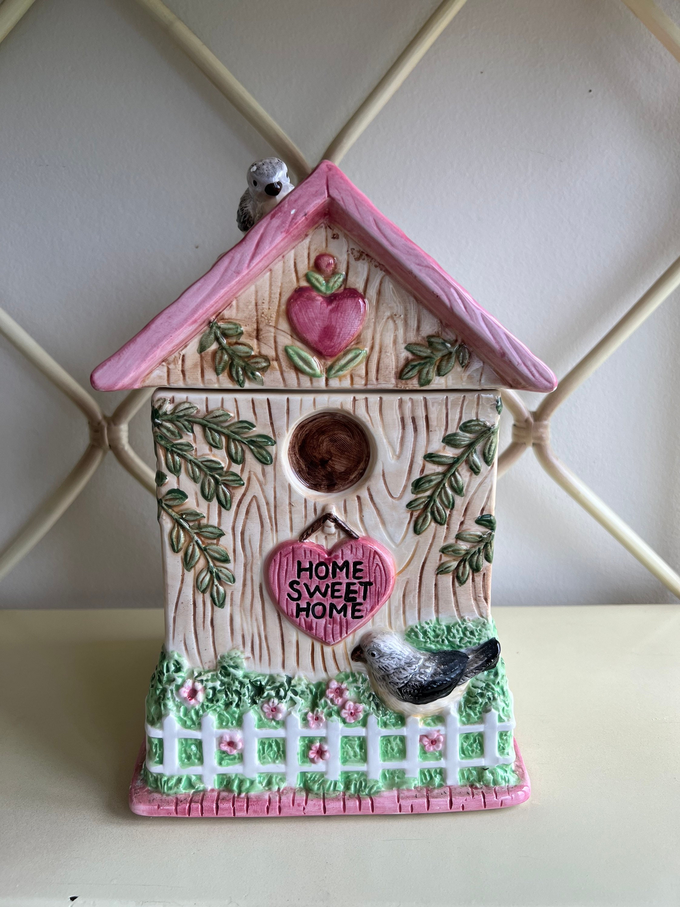 Vintage Ceramic Cookie Jar Bird House Cookie Jar Large Etsy