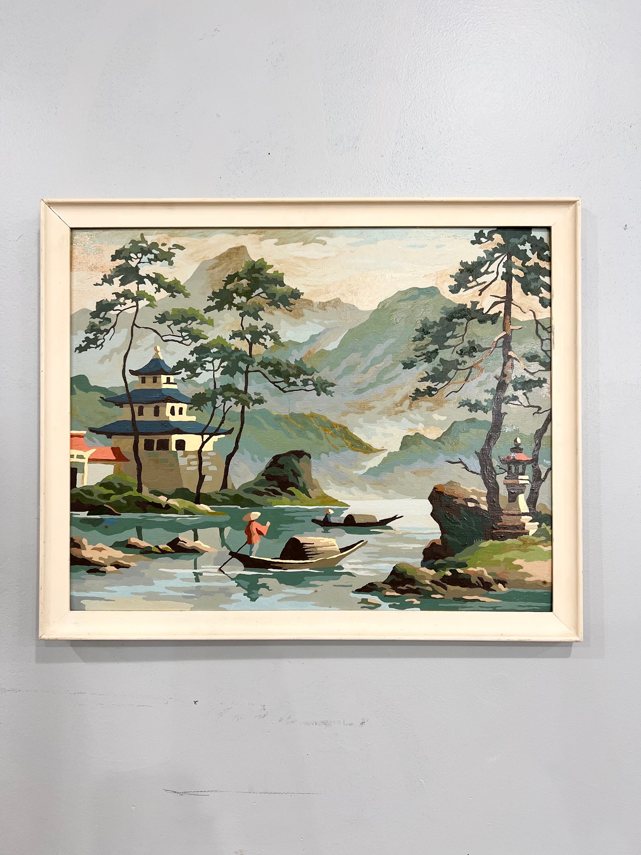 Vintage Paint-by-number. Asian Wall Art. Japanese Botanical