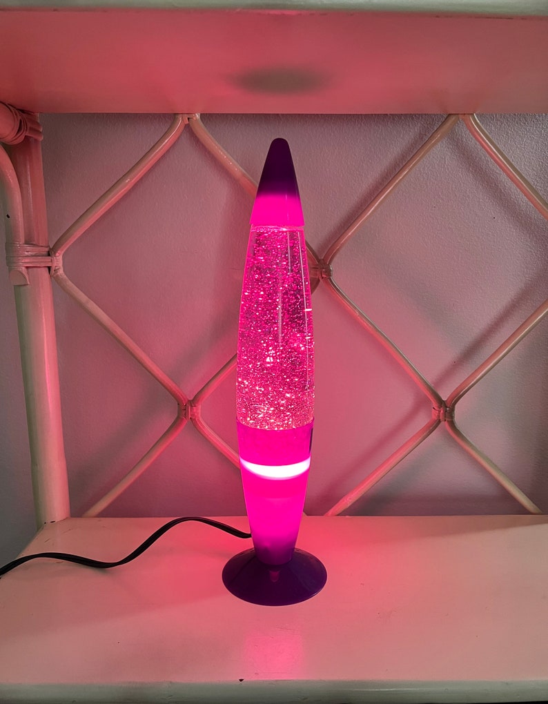 vintage lava lamp. stardust lamp. glitter motion lava lamp. vintage table lamp. abstract lamp. 16.5 inches lava lamp. purple lava lamp image 1