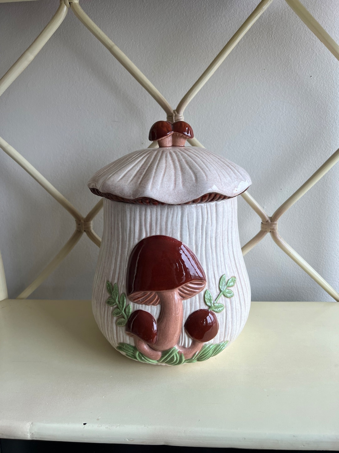Vintage Ceramic Mushroom Cookie Jar Arnels Cookie Jar Large Etsy
